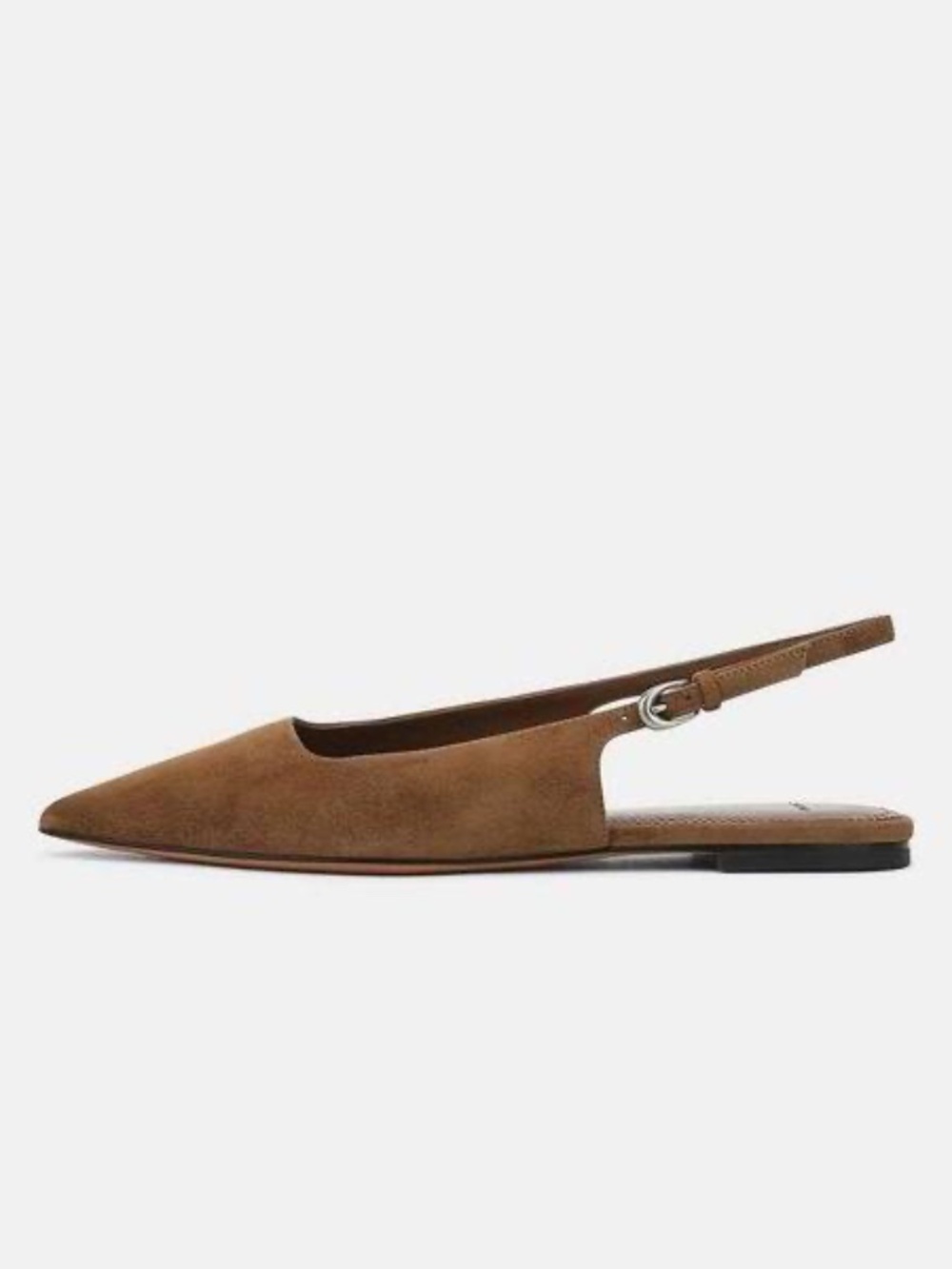 Vince Gracy Pointed Toe Slingback Flat Brown Suede Size Eu 39 / US 8.5